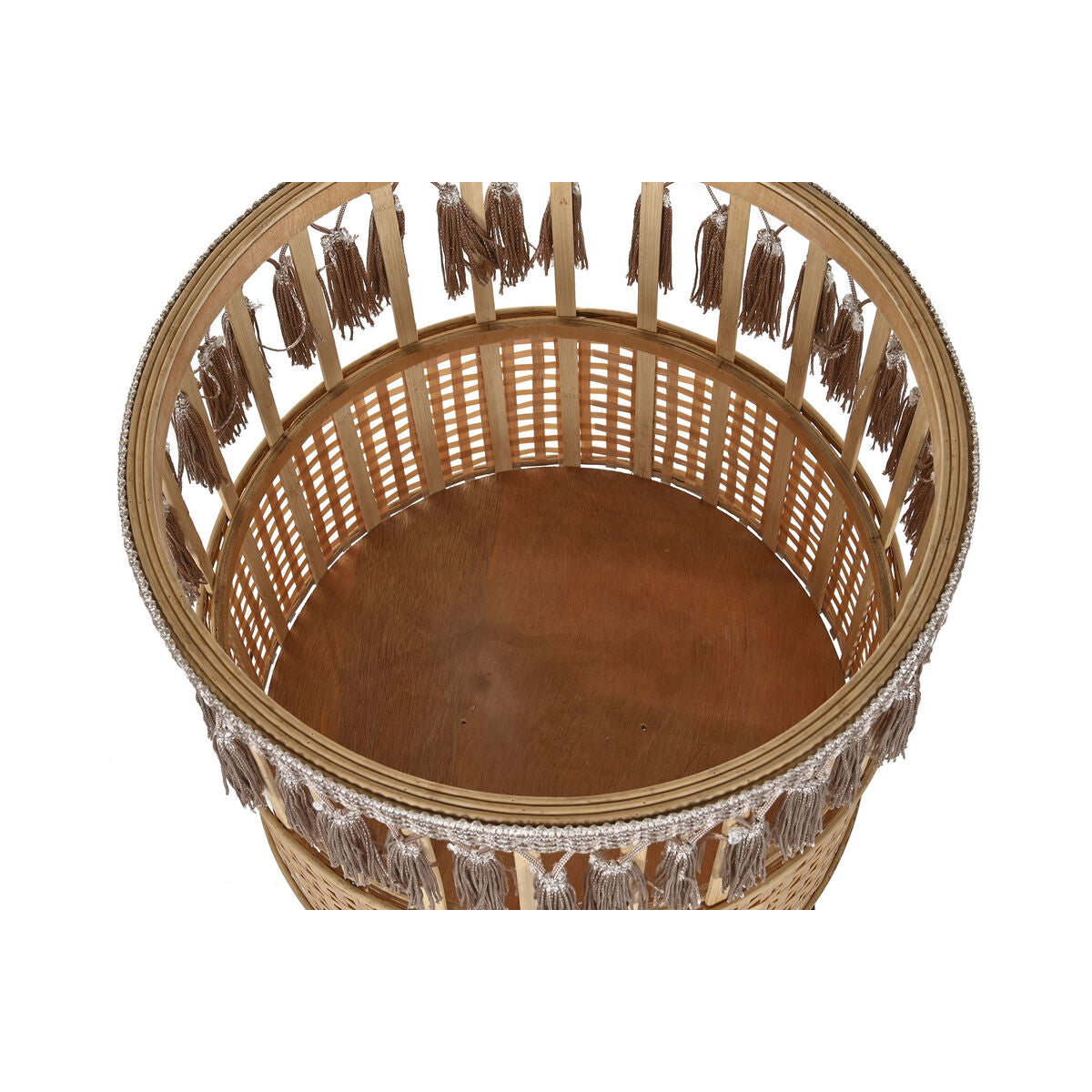 Set di vasi da fiori DKD Home Decor Naturale Nero Metallo Marrone Bambù Città (35 x 35 x 68 cm)