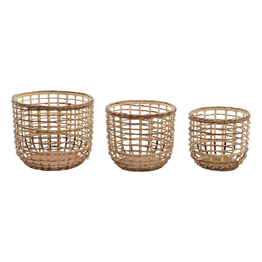 Set di Cestini DKD Home Decor Fibra naturale (39 x 39 x 32 cm)