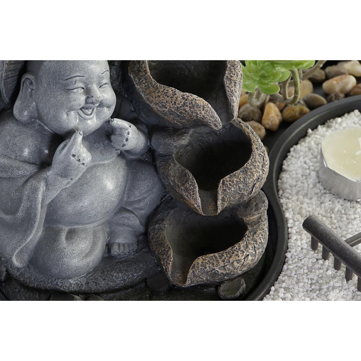 Fonte DKD Home Decor Buddha Resina Orientale (2 Unità) (29 x 21 x 23 cm)