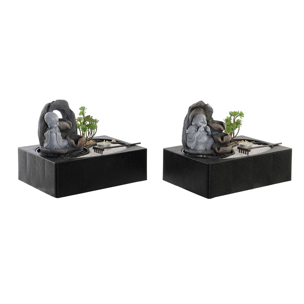 Fonte DKD Home Decor Buddha Resina Orientale (2 Unità) (29 x 21 x 23 cm)