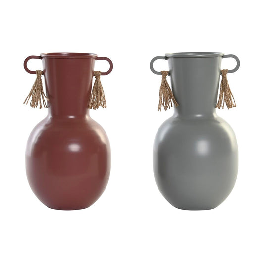 Vaso DKD Home Decor Grigio Metallo Terracotta (14 x 13 x 24 cm) (2 Unità)