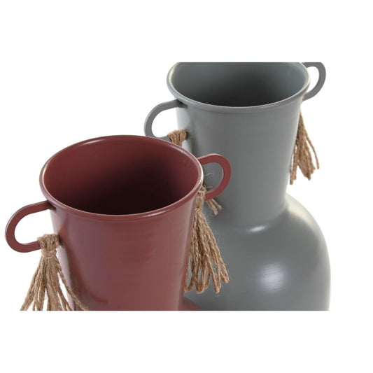 Vaso DKD Home Decor Grigio Metallo Terracotta (14 x 13 x 24 cm) (2 Unità)