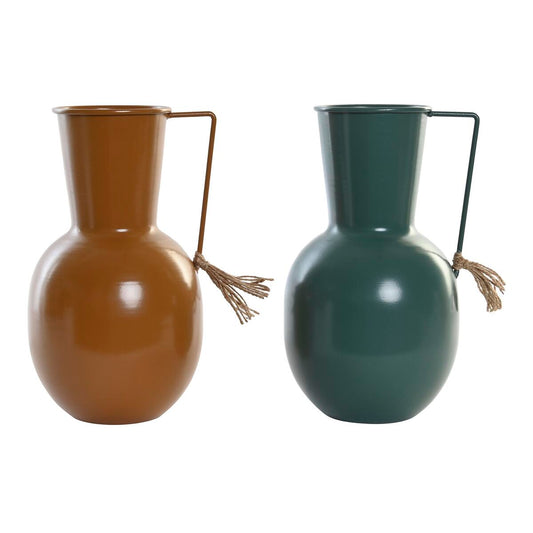 Vaso DKD Home Decor Metallo Arancio Verde Senape (14.5 x 13 x 24 cm) (2 Unità)
