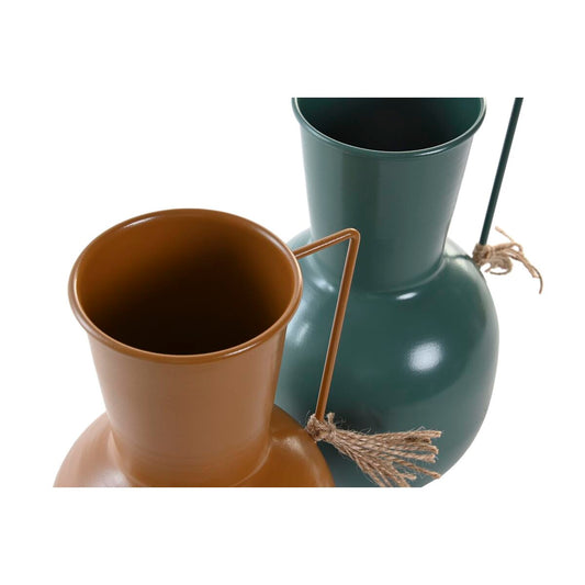 Vaso DKD Home Decor Metallo Arancio Verde Senape (14.5 x 13 x 24 cm) (2 Unità)