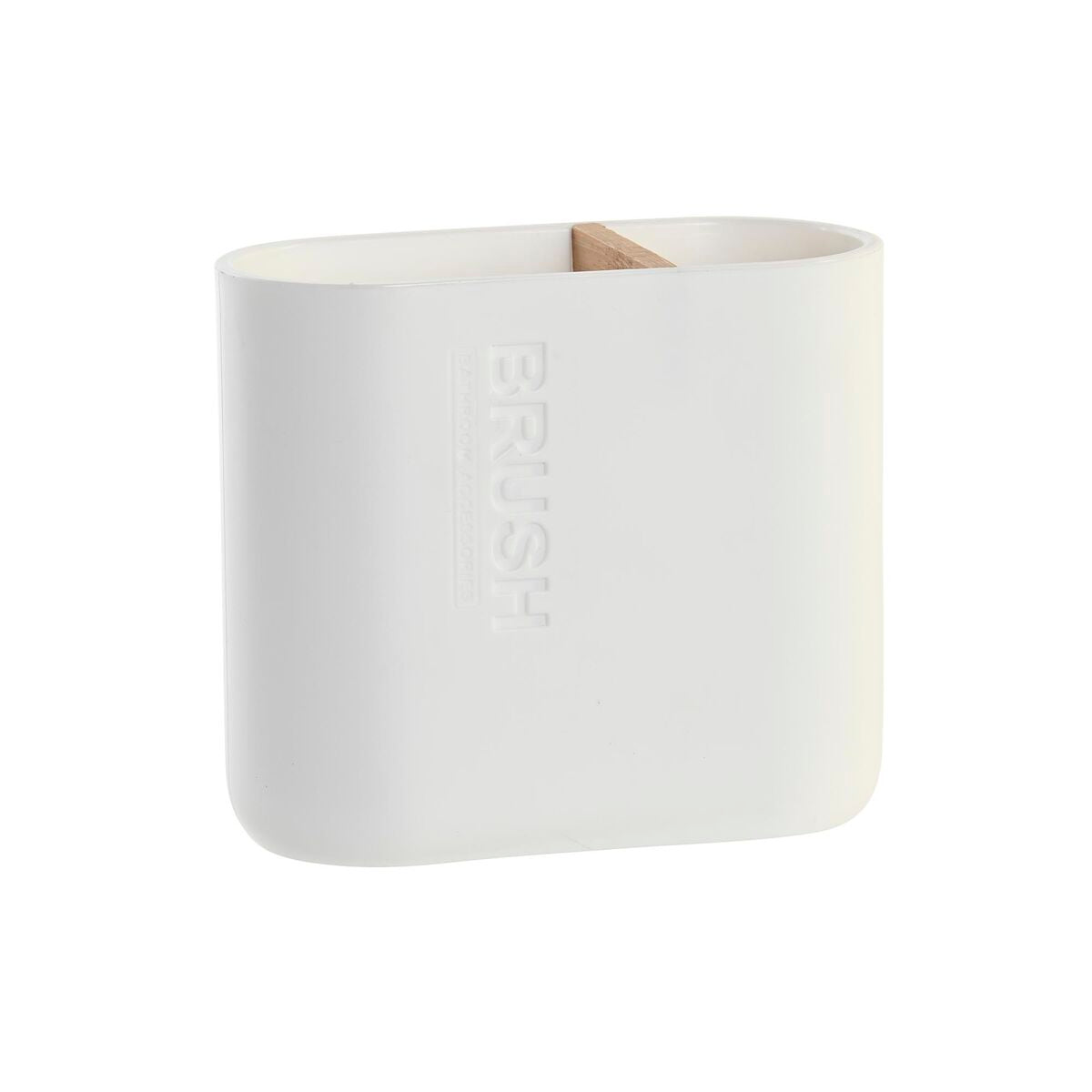 Portaspazzolini da Denti DKD Home Decor Naturale Bianco Bambù polipropilene (11,5 x 5,5 x 10,5 cm)