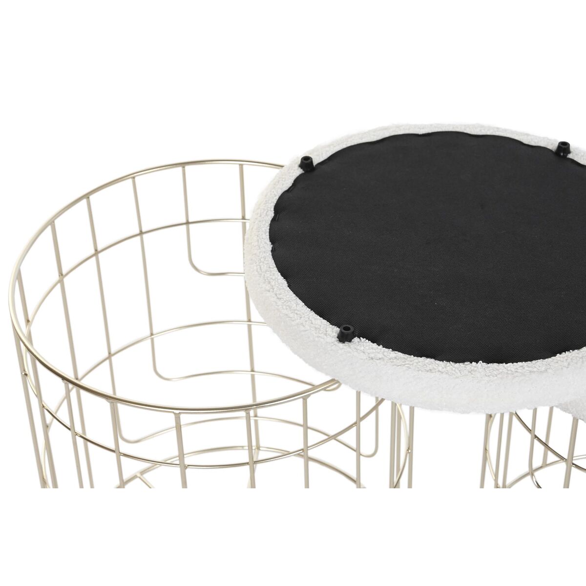 Poggiapiedi DKD Home Decor Beige Dorato Metallo Poliestere Bianco Moderno (38 x 38 x 44 cm) (35 x 35 x 40 cm)