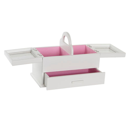 Scatola-Portagioie DKD Home Decor Cristallo Bianco Rosa chiaro Legno MDF (30 x 17 x 24 cm)