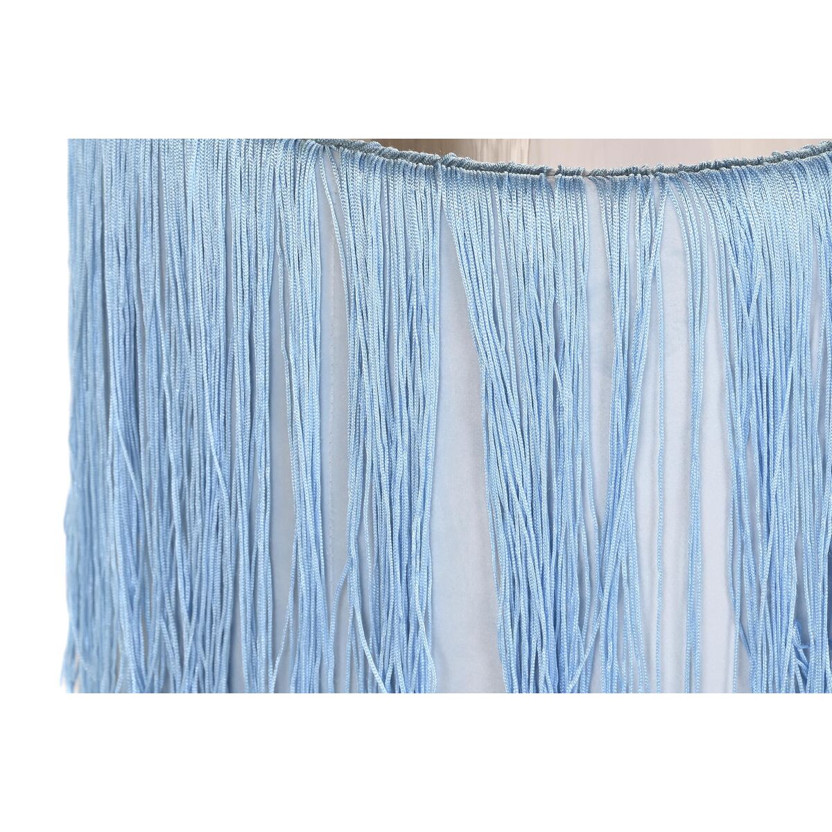 Poggiapiedi DKD Home Decor Argentato Metallo Blu cielo Blu Marino Frange 35 x 35 x 41 cm (2 Unità)