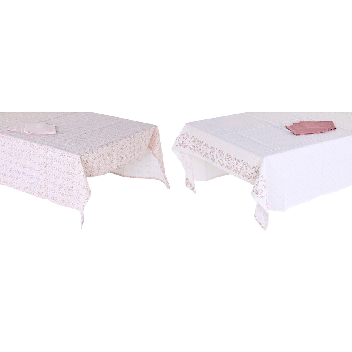 Tovaglia e tovaglioli DKD Home Decor Rosa Bianco (150 x 250 x 0,5 cm) (2 Unità)