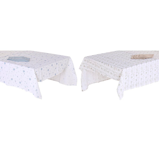 Tovaglia e tovaglioli DKD Home Decor Azzurro Marrone Bianco (150 x 150 x 0,5 cm) (2 Unità)