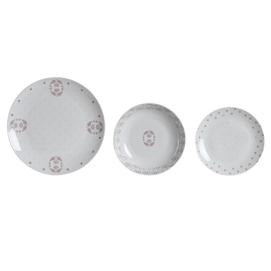 Set di Stoviglie DKD Home Decor Porcellana Rosa Bianco 27 x 27 x 3 cm 18 Pezzi