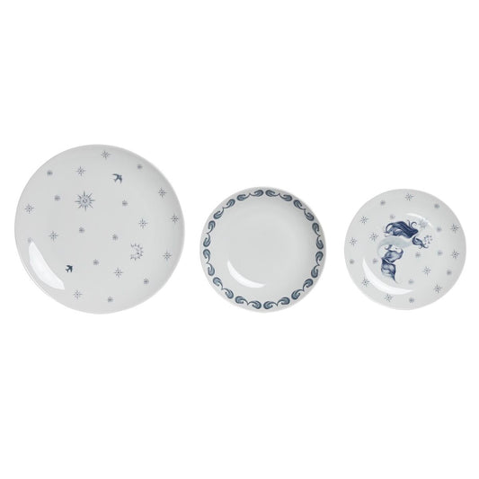 Set di Stoviglie DKD Home Decor Porcellana Azzurro Bianco 27 x 27 x 3 cm 18 Pezzi