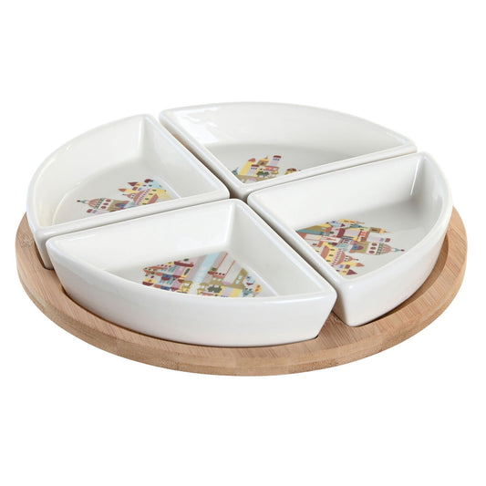 Set da Aperitivo DKD Home Decor Naturale Rosso Multicolore Gres Cottage Case (21,5 x 21,5 x 1 cm)