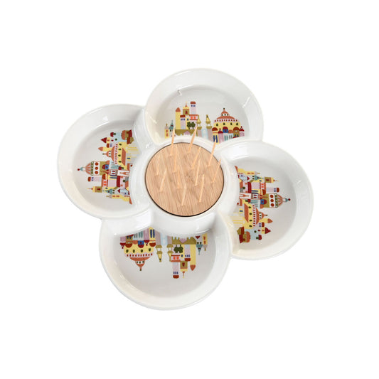 Set da Aperitivo DKD Home Decor Naturale Rosso Multicolore Gres Cottage Case (22 x 22 x 7 cm)