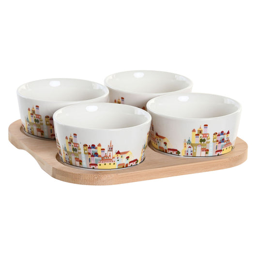 Set da Aperitivo DKD Home Decor Naturale Azzurro Multicolore Gres Cottage Case (19,7 x 19,7 x 1 cm)