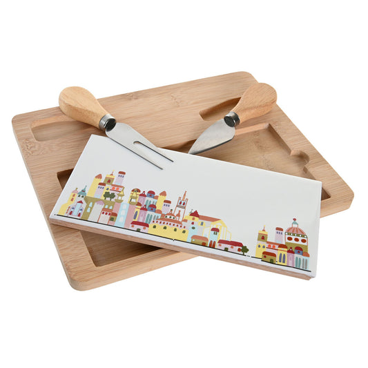 Set da Aperitivo DKD Home Decor Rosso Bianco Multicolore Gres Cottage Case (24,5 x 20 x 1,2 cm)