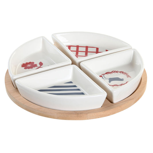 Set da Aperitivo DKD Home Decor Rosso Azzurro Bianco Gres Mediterraneo Case (21,5 x 21,5 x 1 cm)