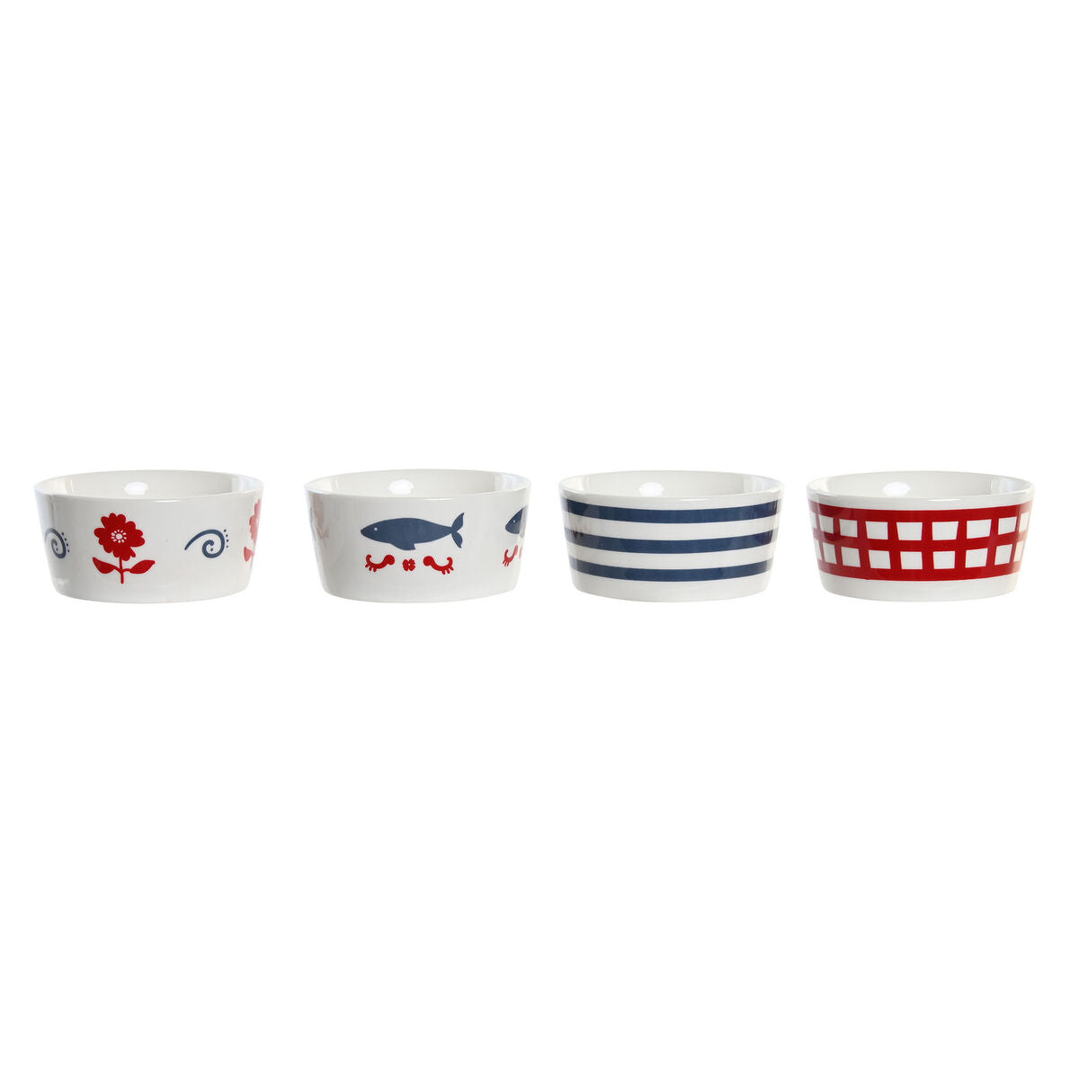 Set da Aperitivo DKD Home Decor Naturale Rosso Azzurro Bianco Gres Mediterraneo Case (19,7 x 19,7 x 1 cm)