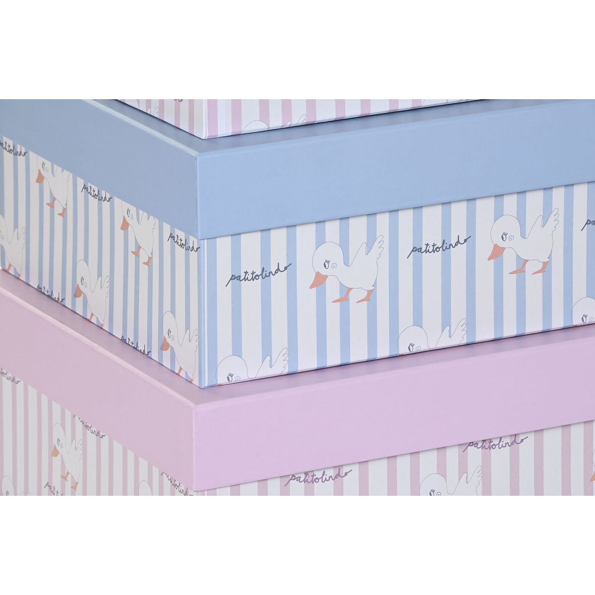 Set di Scatole per Sistemare Impilabili DKD Home Decor Azzurro Rosa Cartone (43,5 x 33,5 x 15,5 cm)