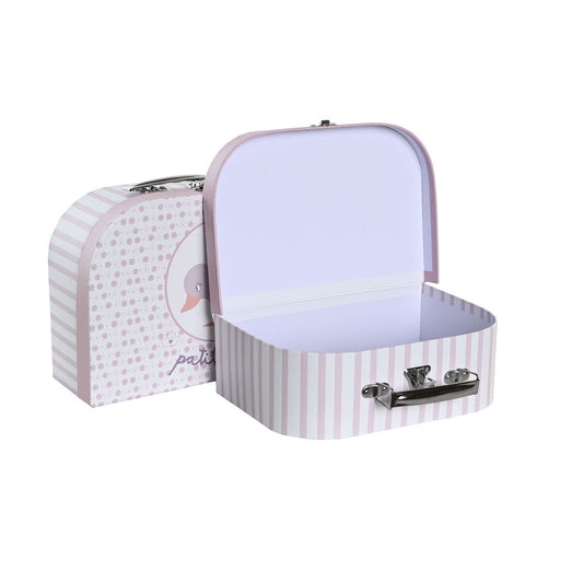 Set di Scatole Decorative DKD Home Decor Rosa Metallo Multicolore Cartone (28 x 9,5 x 20 cm)