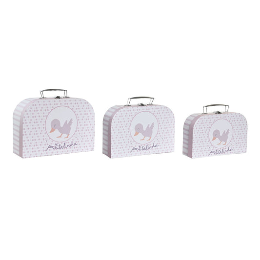 Set di Scatole Decorative DKD Home Decor Rosa Metallo Multicolore Cartone (28 x 9,5 x 20 cm)