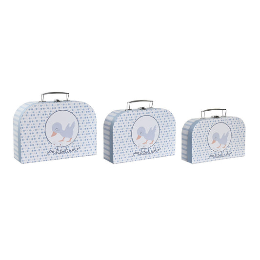 Set di Scatole Decorative DKD Home Decor Azzurro Metallo Multicolore Cartone (28 x 9,5 x 20 cm)