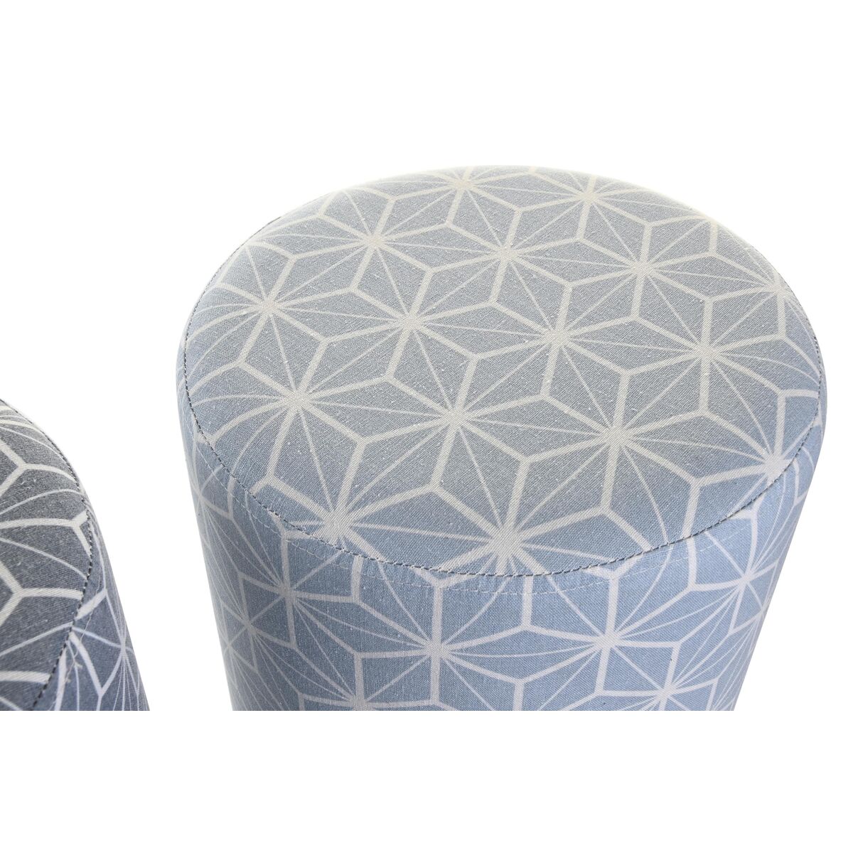 Poggiapiedi DKD Home Decor 31 x 31 x 33 cm Azzurro Blu cielo Pino Geometrico Mediterraneo (2 Unità)