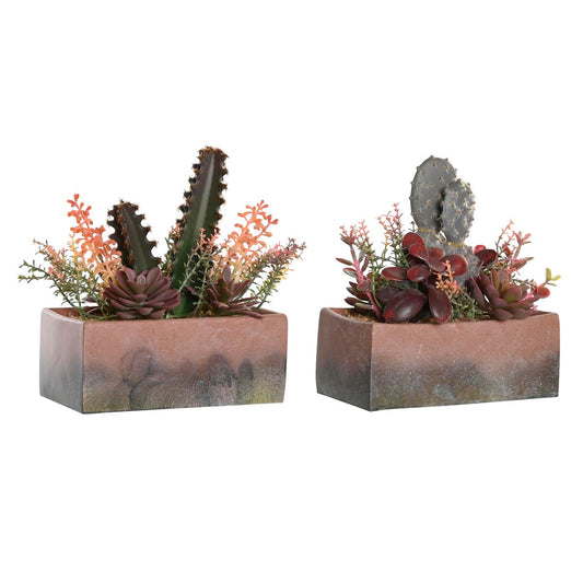 Pianta finta DKD Home Decor 19 x 9 x 22 cm Rosa Arancio Cactus Gomma Eva polipropilene (2 Unità)