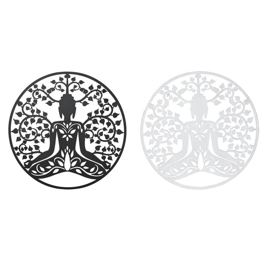 Decorazione da Parete DKD Home Decor Nero Metallo Buddha Bianco Orientale (100 x 1 x 100 cm) (2 Unità)