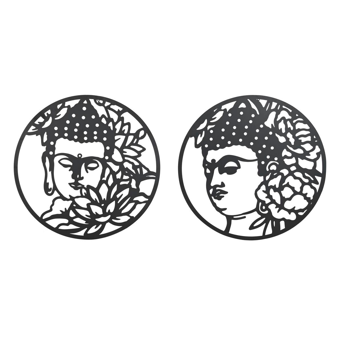 Decorazione da Parete DKD Home Decor Nero Metallo Buddha Orientale (100 x 1 x 100 cm) (2 Unità)