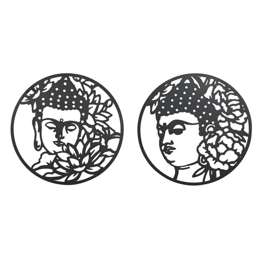 Decorazione da Parete DKD Home Decor Nero Metallo Buddha Orientale (100 x 1 x 100 cm) (2 Unità)