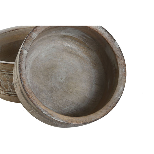 Centrotavola DKD Home Decor 30,5 x 30,5 x 12,7 cm Naturale Bianco Indiano (3 Pezzi)