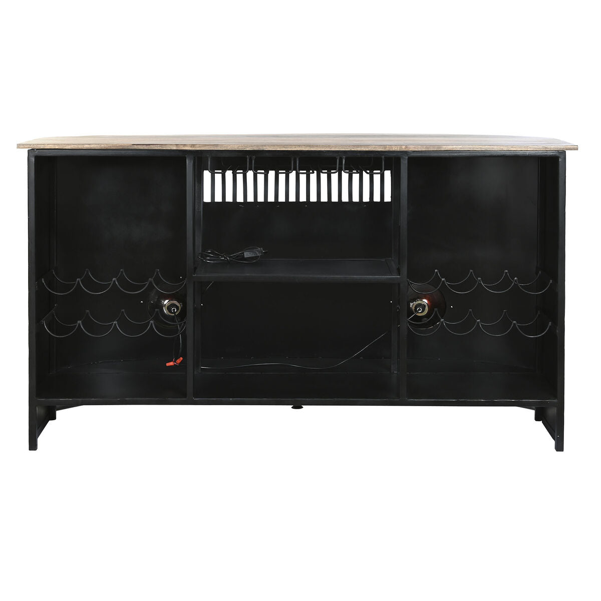 Mobile Aggiuntivo DKD Home Decor BAR 157 x 52 x 90 cm Nero Marrone Alluminio Bianco Ferro Legno di mango