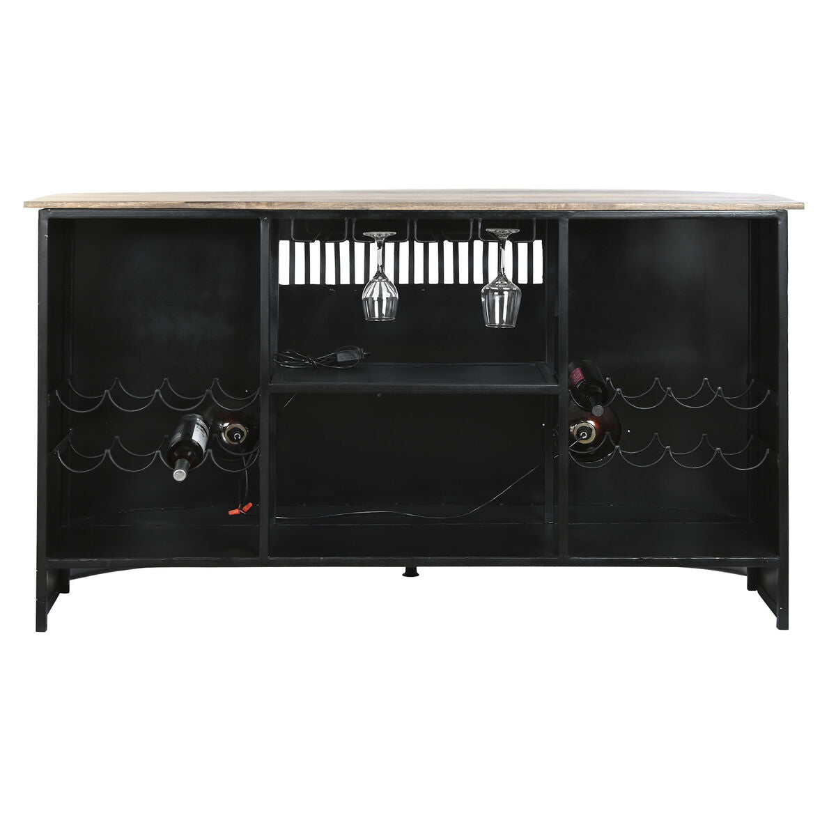 Mobile Aggiuntivo DKD Home Decor BAR 157 x 52 x 90 cm Nero Marrone Alluminio Bianco Ferro Legno di mango