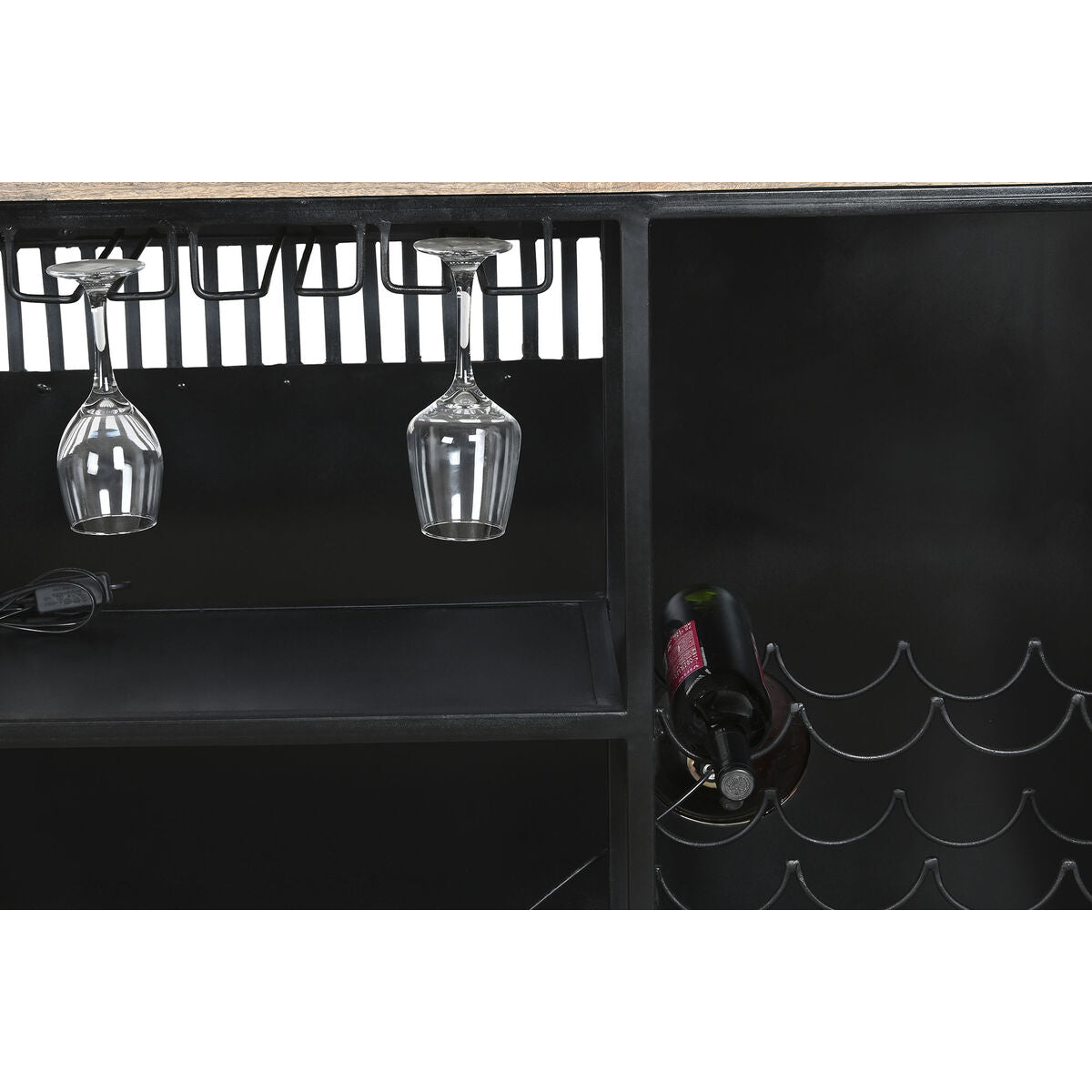 Mobile Aggiuntivo DKD Home Decor BAR 157 x 52 x 90 cm Nero Marrone Alluminio Bianco Ferro Legno di mango