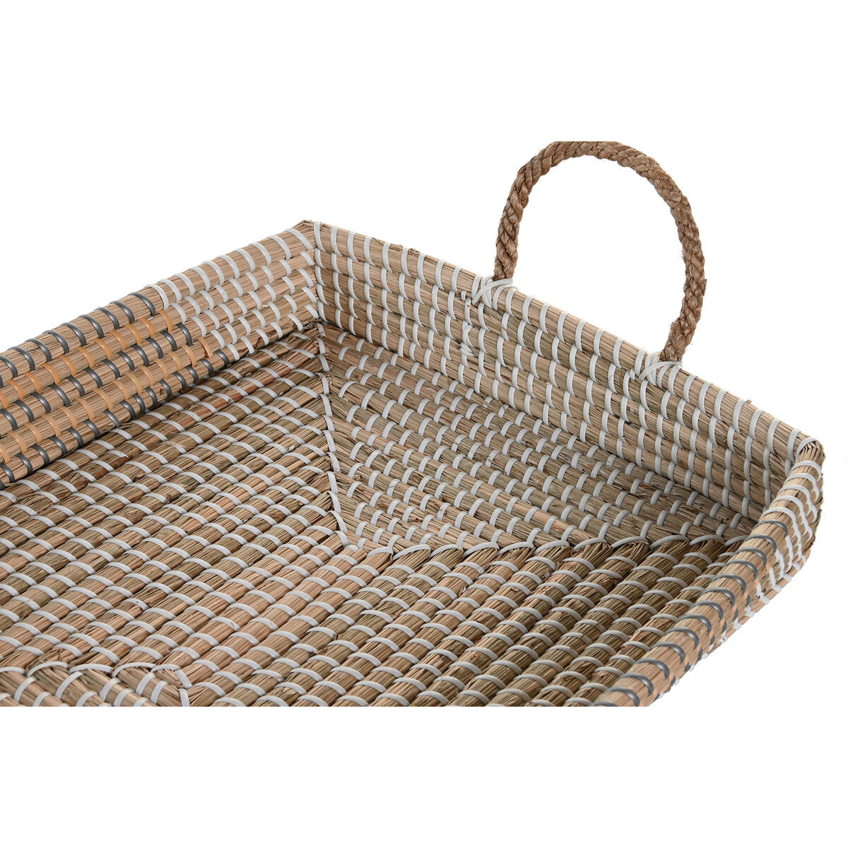 Set di Vassoi DKD Home Decor Naturale Giallo Tropicale Erba di mare (48 x 38 x 15 cm) (2 Unità)