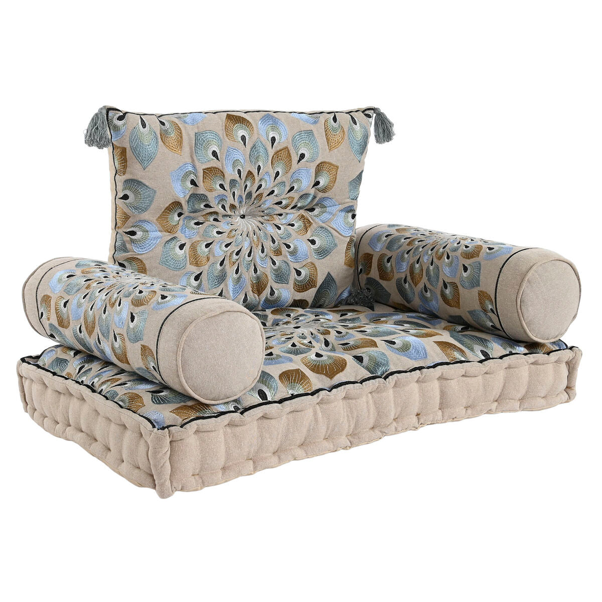 Poltrona DKD Home Decor Azzurro Beige 90 x 55 x 18 cm