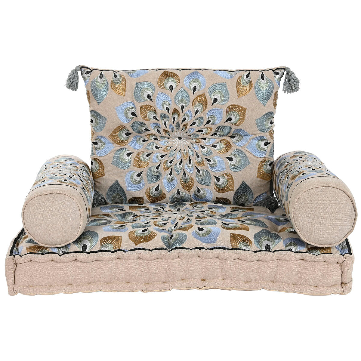 Poltrona DKD Home Decor Azzurro Beige 90 x 55 x 18 cm