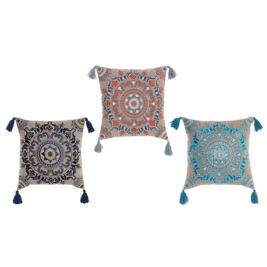 Cuscino DKD Home Decor Arancio Blu cielo Blu Marino Mandala (40 x 10 x 40 cm) (3 Unità)