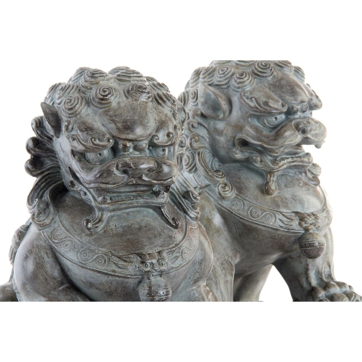 Statua Decorativa DKD Home Decor Grigio Resina Orientale (2 Unità) (28 x 18 x 27 cm)