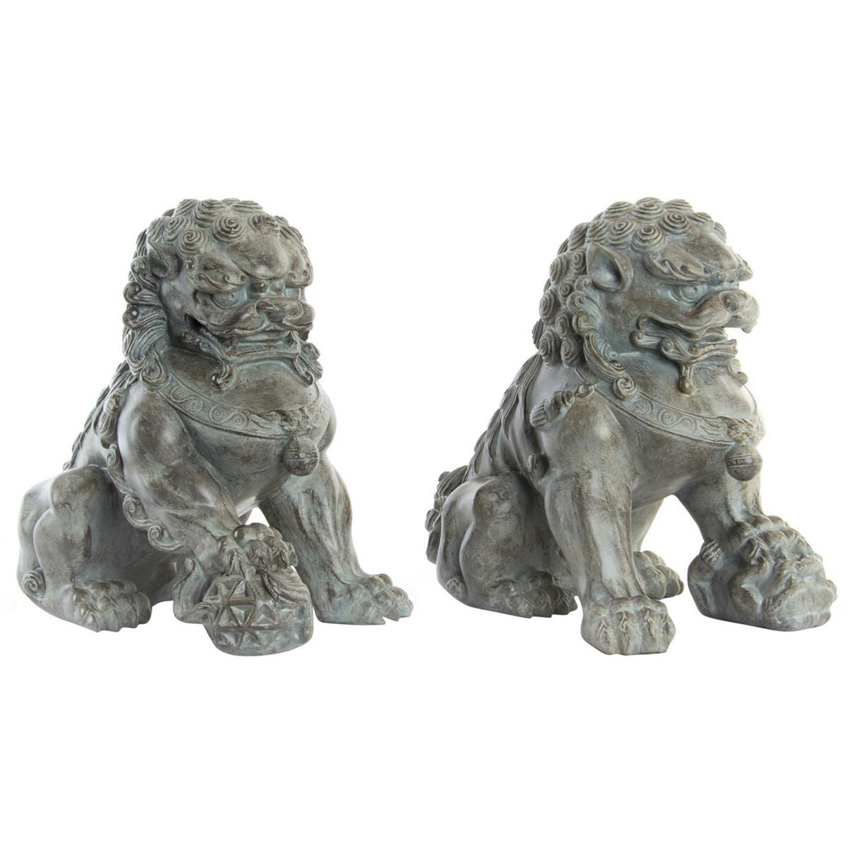 Statua Decorativa DKD Home Decor Grigio Resina Orientale (2 Unità) (28 x 18 x 27 cm)