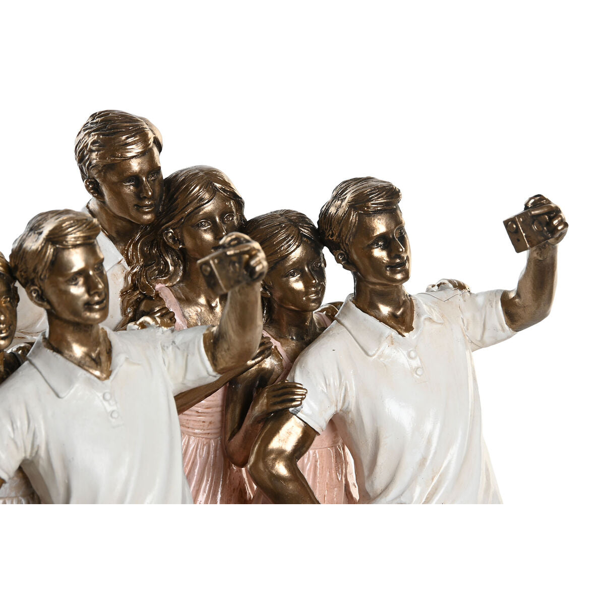 Statua Decorativa DKD Home Decor Rosa Dorato Bianco Resina Moderno Famiglia (18 x 10 x 25 cm) (2 Unità)