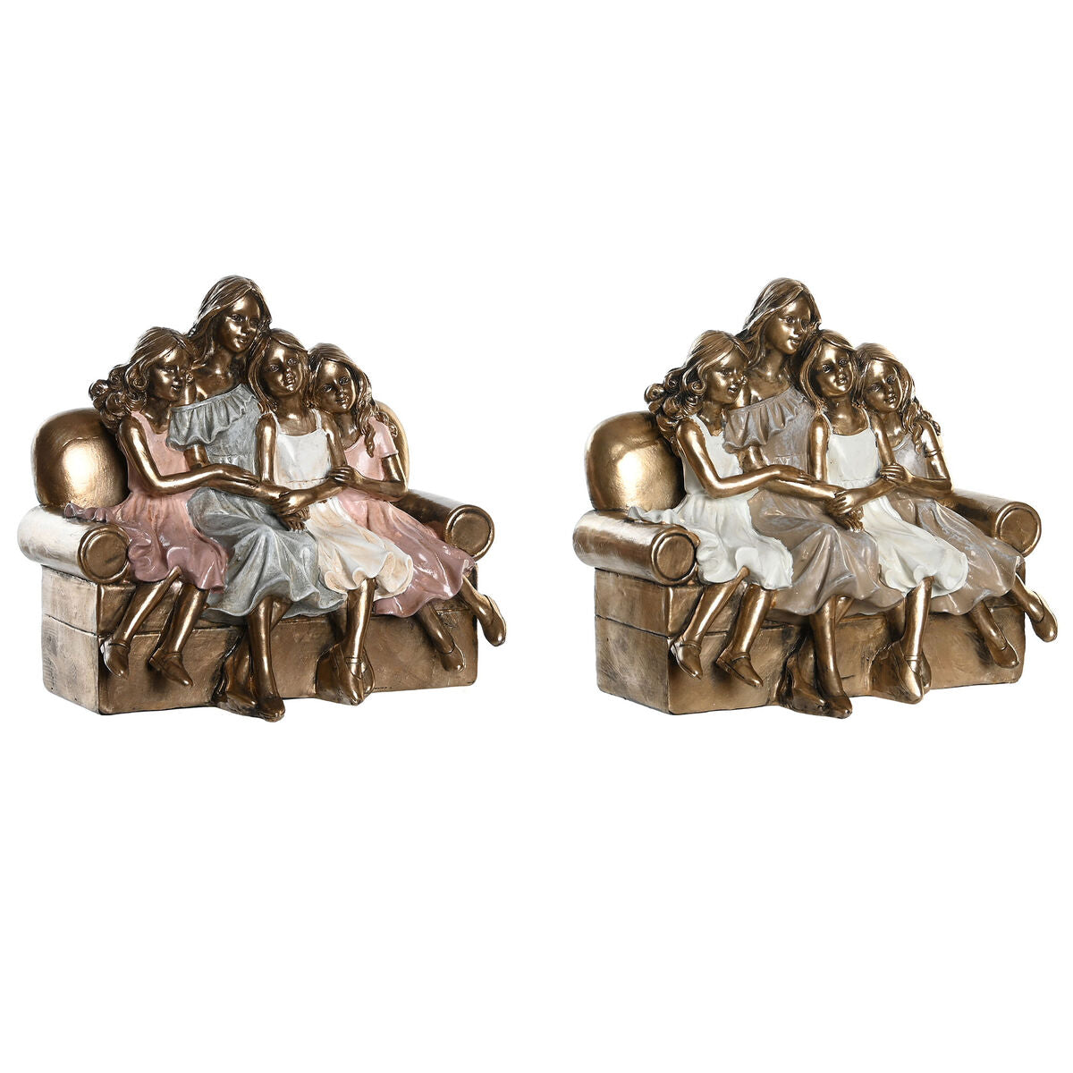 Statua Decorativa DKD Home Decor Rosa Dorato Bianco Resina Moderno (17 x 10,5 x 15,5 cm) (2 Unità)