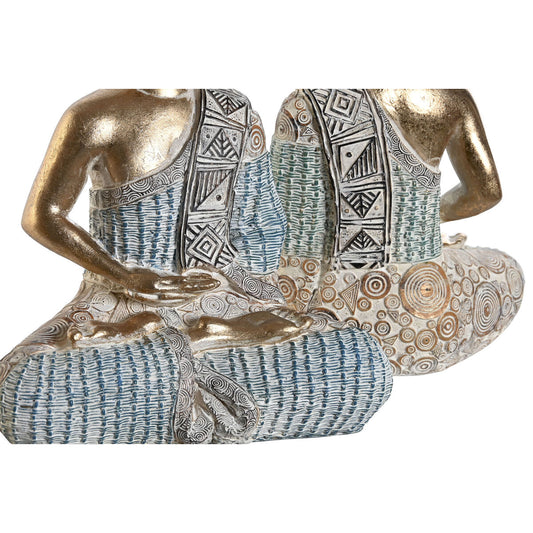 Statua Decorativa DKD Home Decor 18,6 x 9,7 x 27 cm Azzurro Buddha Turchese Orientale Decapaggio (2 Unità)