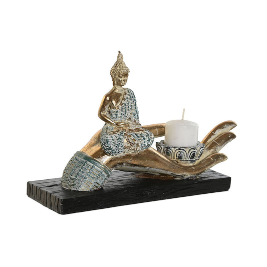 Statua Decorativa DKD Home Decor 25,7 x 8 x 16 cm Azzurro Buddha Turchese Orientale Decapaggio (2 Unità)