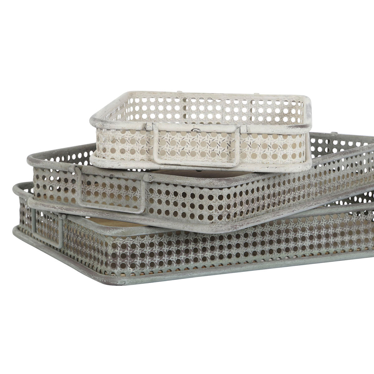 Set di Vassoi DKD Home Decor 53 x 38 x 8 cm Metallo Multicolore (3 Unità)