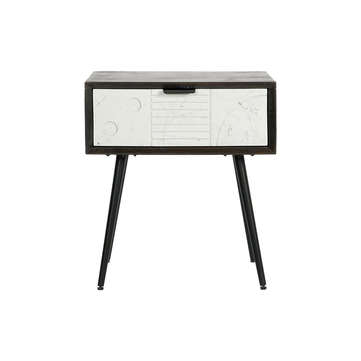 Comodino DKD Home Decor 45 x 38 x 50 cm Nero Metallo Bianco Legno di mango Wengue