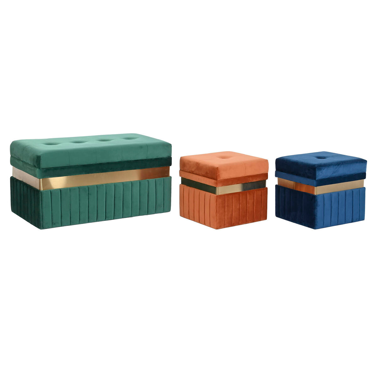 Panca DKD Home Decor Azzurro Verde Arancio Dorato Legno MDF 93 x 47 x 45 cm (3 Unità)