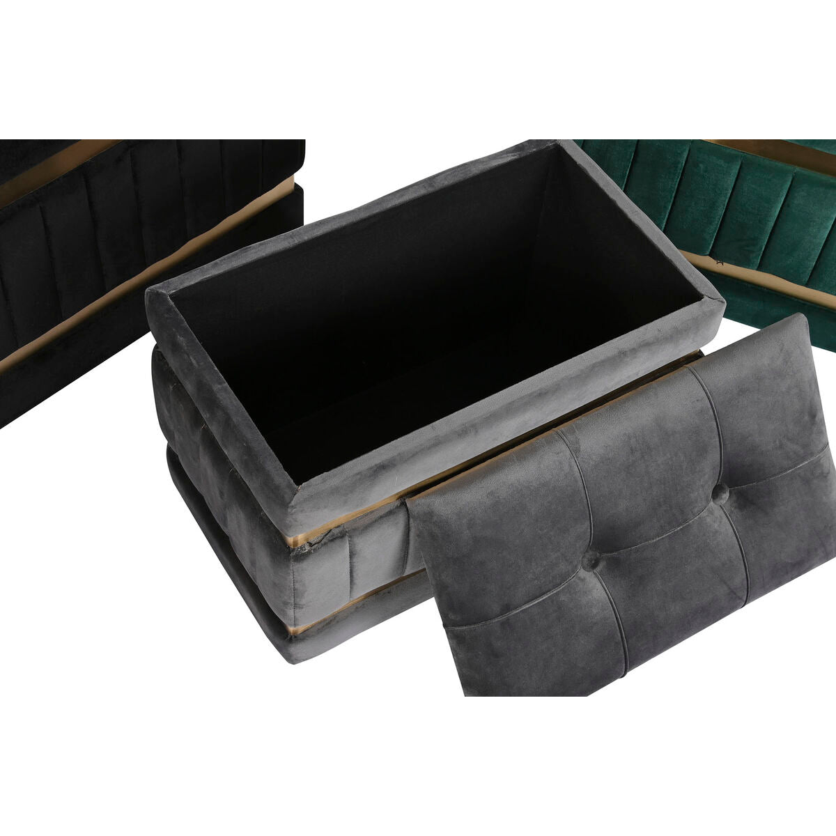 Panca DKD Home Decor Nero Dorato Verde Grigio scuro Legno MDF 70 x 40 x 43 cm
