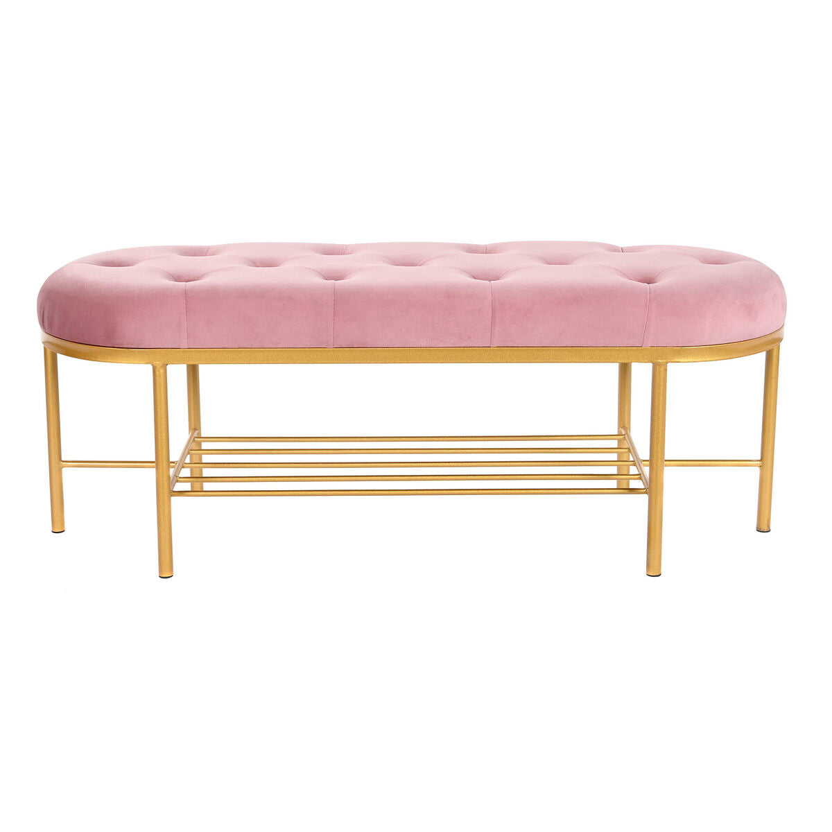 Panca DKD Home Decor 100 x 35 x 40 cm Rosa Dorato Metallo